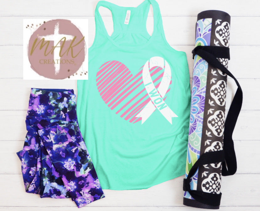 Pink Heart White Ribbon (AVAILABLE IN ALL SIZES)