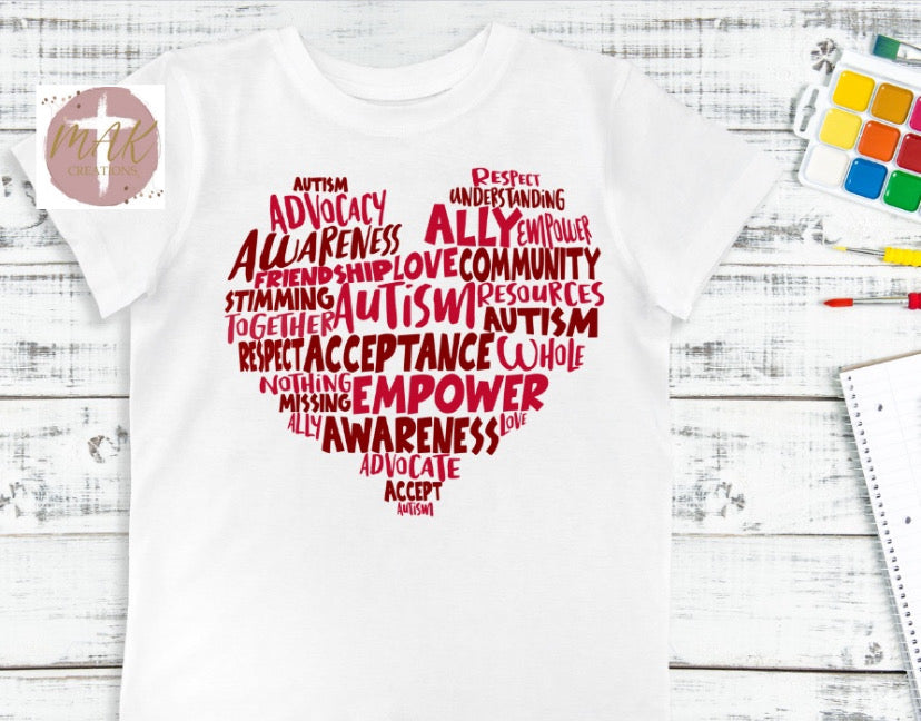 Autism Red Heart (AVAILABLE IN ALL SIZES)
