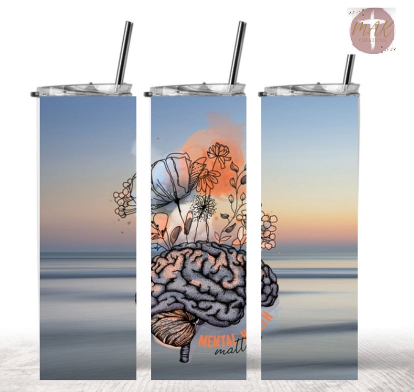 Floral Brain  (20 oz Skinny Tumbler)