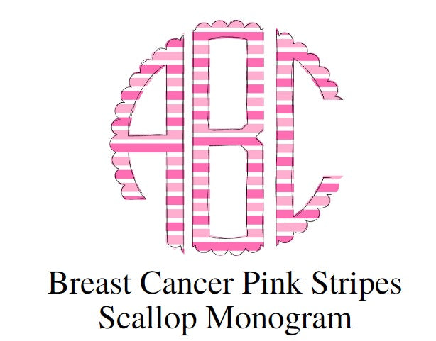 Personalized Monogram Pink Stripe Scalloped