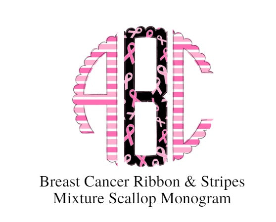 Personalized Monogram Ribbon and Stripes Mixture