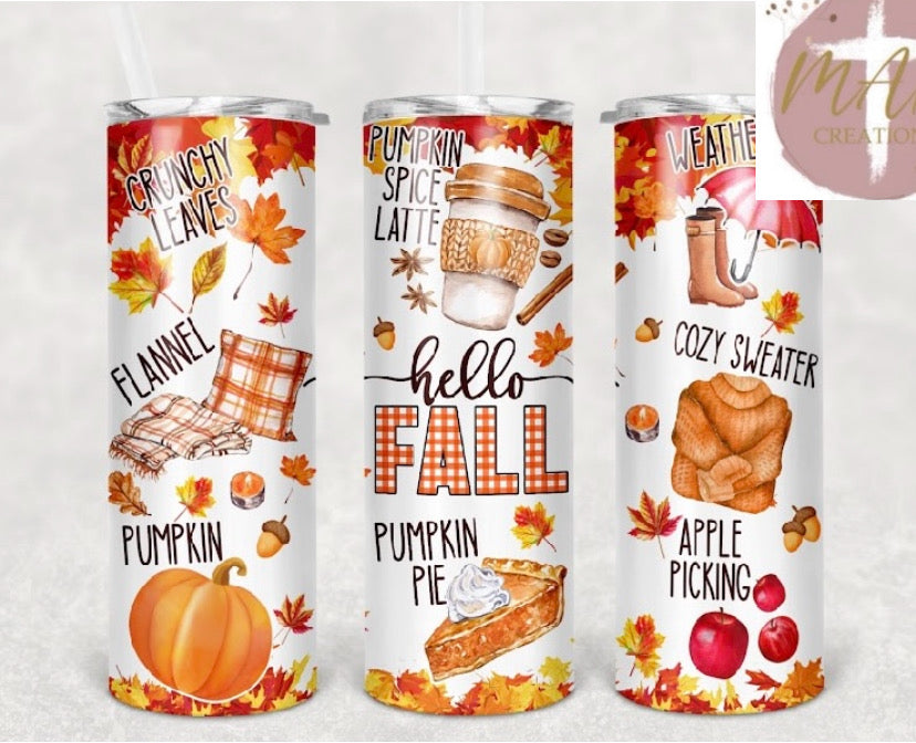 Hello Fall (#3) (20 oz Skinny Tumbler)