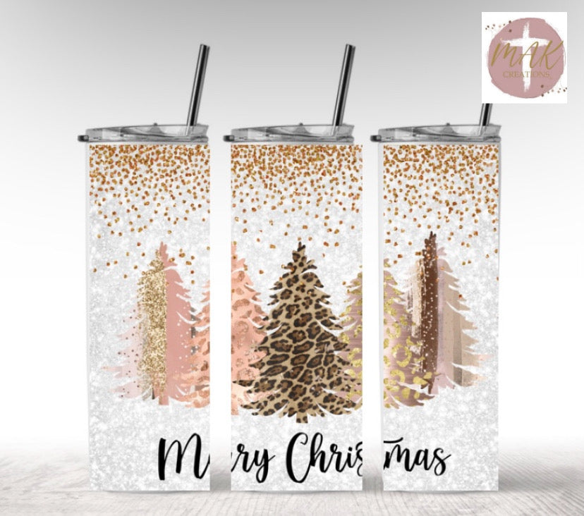 Merry Christmas Trees (20 oz Skinny Tumbler)