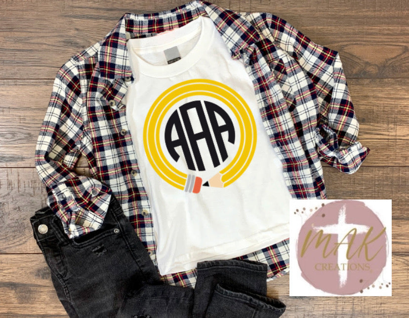 Personalized Monogram Pencil Circle