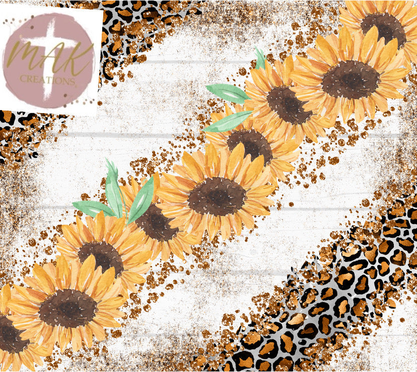 20 oz Skinny Tumbler Sunflower & Leopard