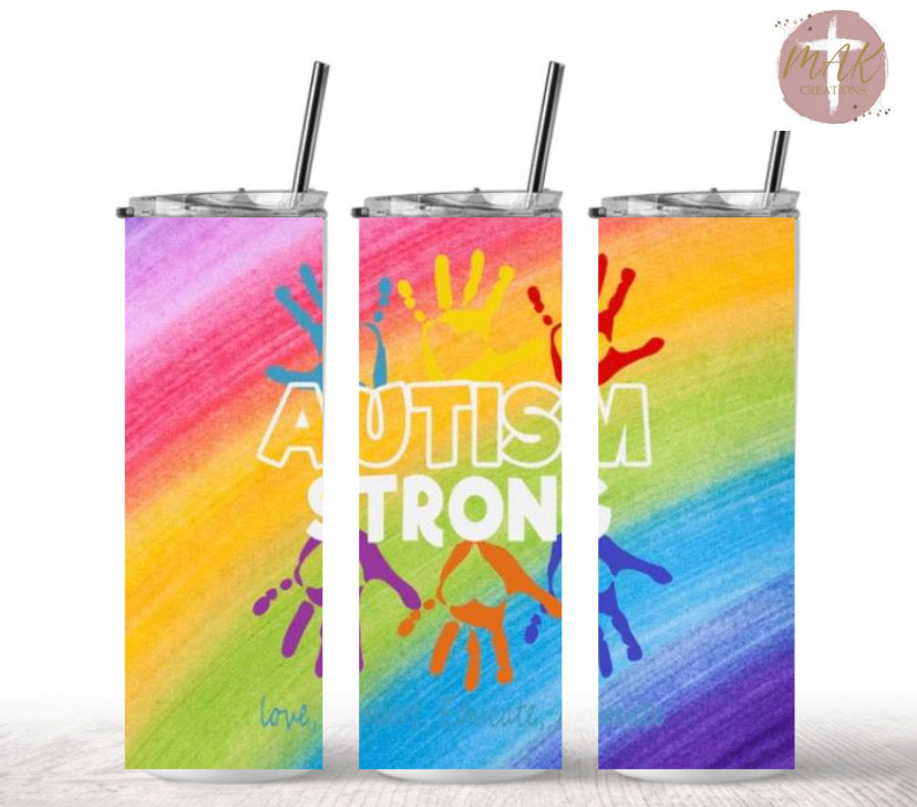 20 oz Skinny Tumbler Autism Strong