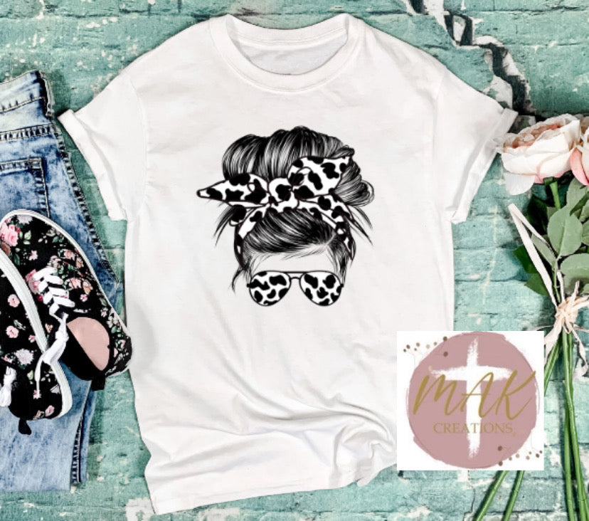 Cow Messy Bun (AVAILABLE IN ALL SIZES)