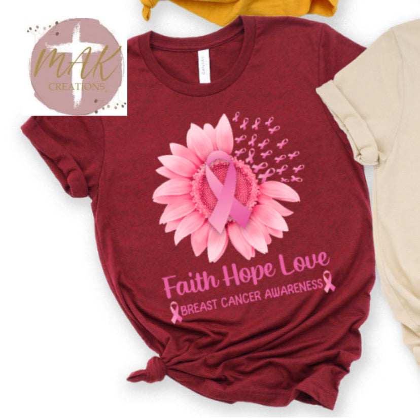 Faith Hope Love Flower (ALL SIZES AVAILABLE)