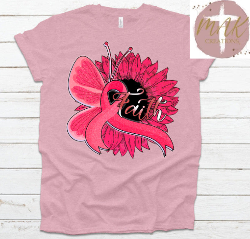 Pink Flower, Butterfly, Ribbon (AVAILABLE IN ALL SIZES)