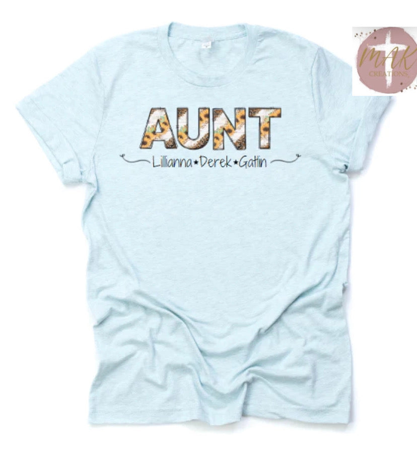 Personalized Aunt Sunflower & Leopard (ADULT)