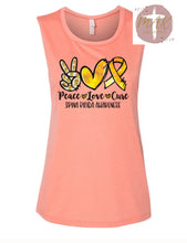 Load image into Gallery viewer, Peace Love Cure Spina Bifida Awareness (AVAILABLE IN ALL SIZES)
