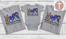 Load image into Gallery viewer, Peace Love Cure Sensory Processing Disorder Awareness (AVAILABLE IN ALL SIZES)

