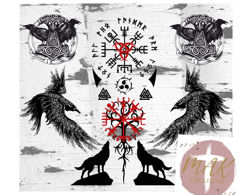 20 oz Skinny Tumbler Odin Crow