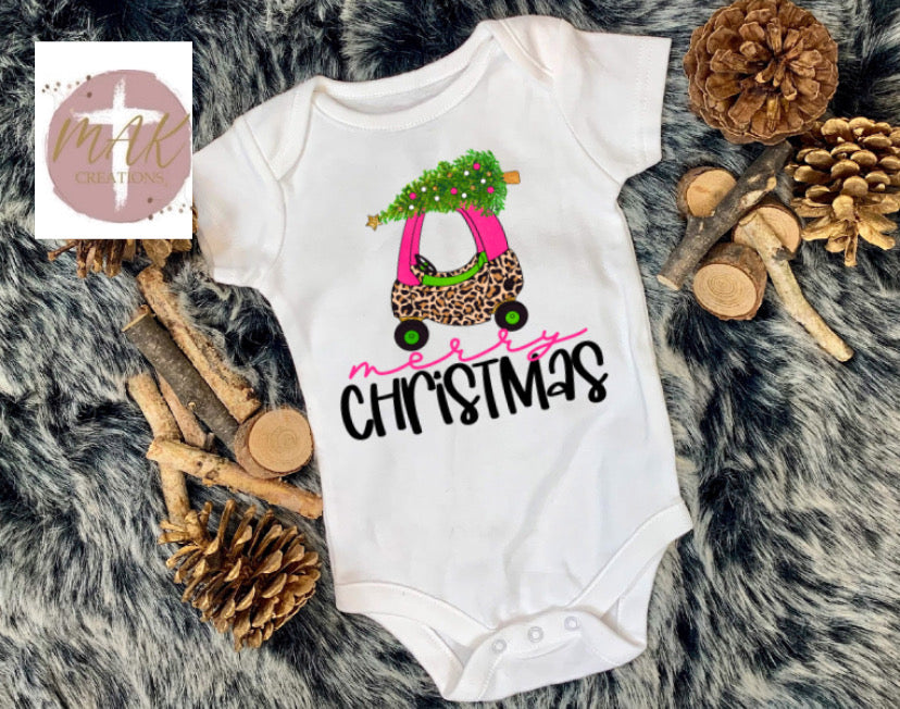 Merry Christmas (Pink Club Car)  (AVAILABLE IN ALL SIZES)