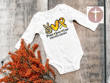 Load image into Gallery viewer, Peace Love Cure Spina Bifida Awareness (AVAILABLE IN ALL SIZES)
