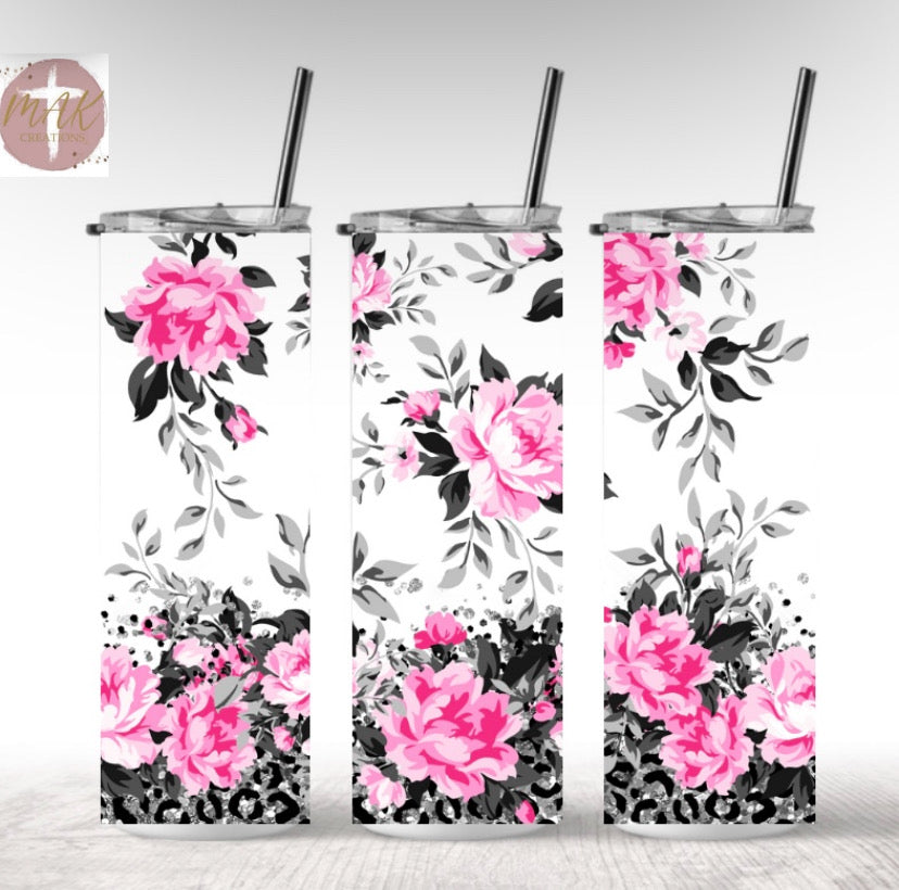 Pink and Black Leopard (20 oz Skinny Tumbler)