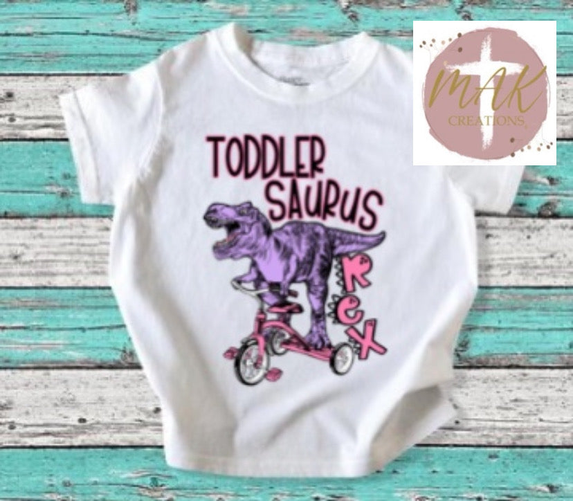 Toddler Saurus on Bike Pink(AVAILABLE IN ALL SIZES)