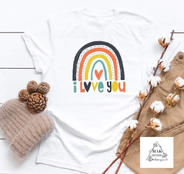 I Love You Rainbow (Light Pink Heart) (AVAILABLE IN ALL SIZES)