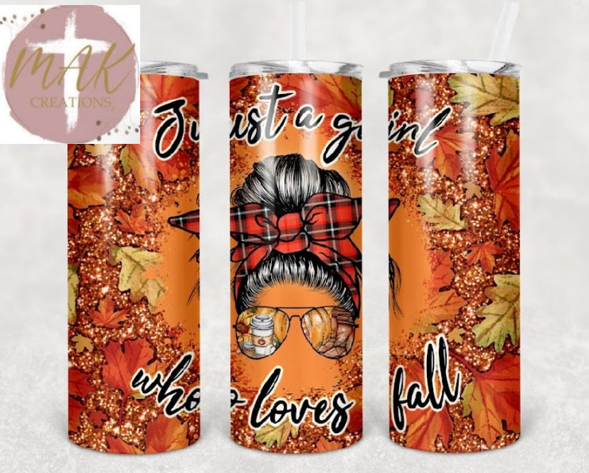 Just A Girl Who Loves Fall (20 oz Skinny Tumbler)