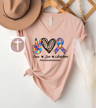 Load image into Gallery viewer, Peace Love Acceptance Autism Awareness (AVAILABLE IN ALL SIZES)
