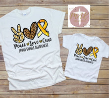 Load image into Gallery viewer, Peace Love Cure Spina Bifida Awareness (AVAILABLE IN ALL SIZES)
