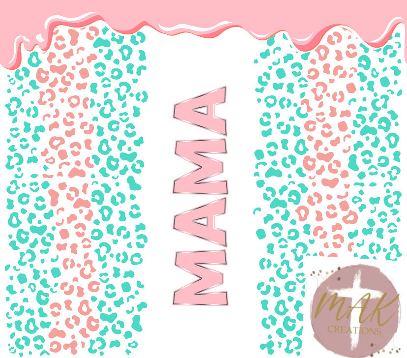 20 oz Skinny Tumbler Mama pastel leopard