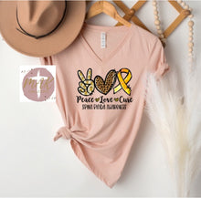 Load image into Gallery viewer, Peace Love Cure Spina Bifida Awareness (AVAILABLE IN ALL SIZES)
