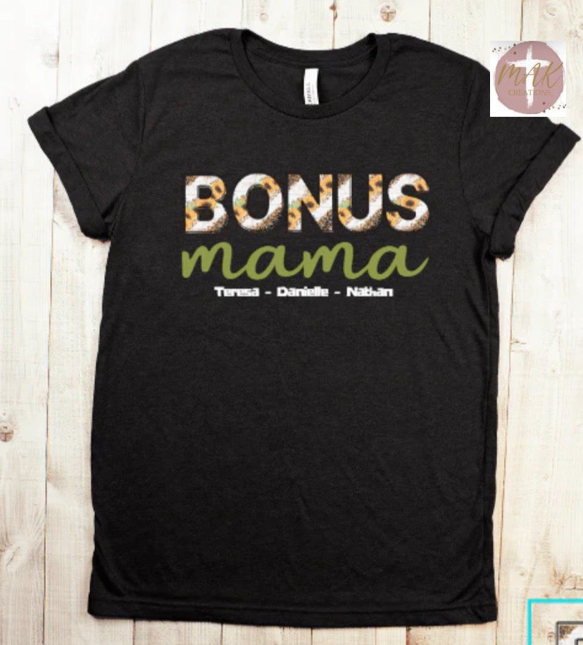 Personalized Bonus Mama Sunflower and Leopard (ADULT)