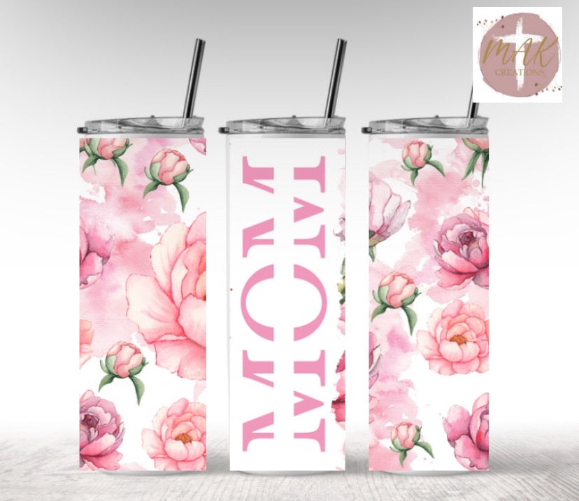 Mom (Pink) (20 oz Skinny Tumbler)