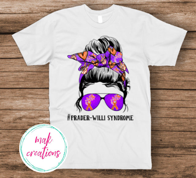 Prader Willi Syndrome Purple Messy Bun (AVAILABLE IN ALL SIZES)