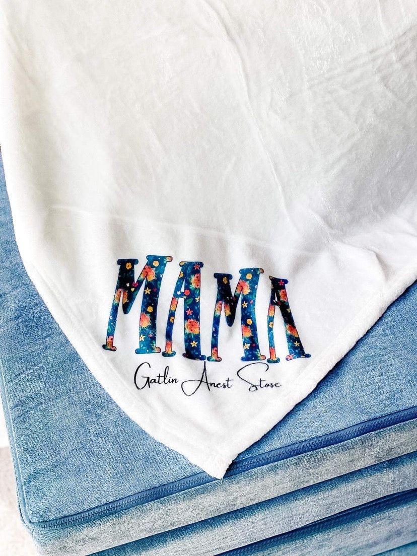 Mothers Day Throw Blanket -  Mama Floral